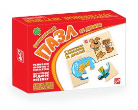 ДОМАШНИЕ ЖИВОТНЫЕ. ДЕРЕВЯННЫЙ ПАЗЛ (4 пазла в комплекте)